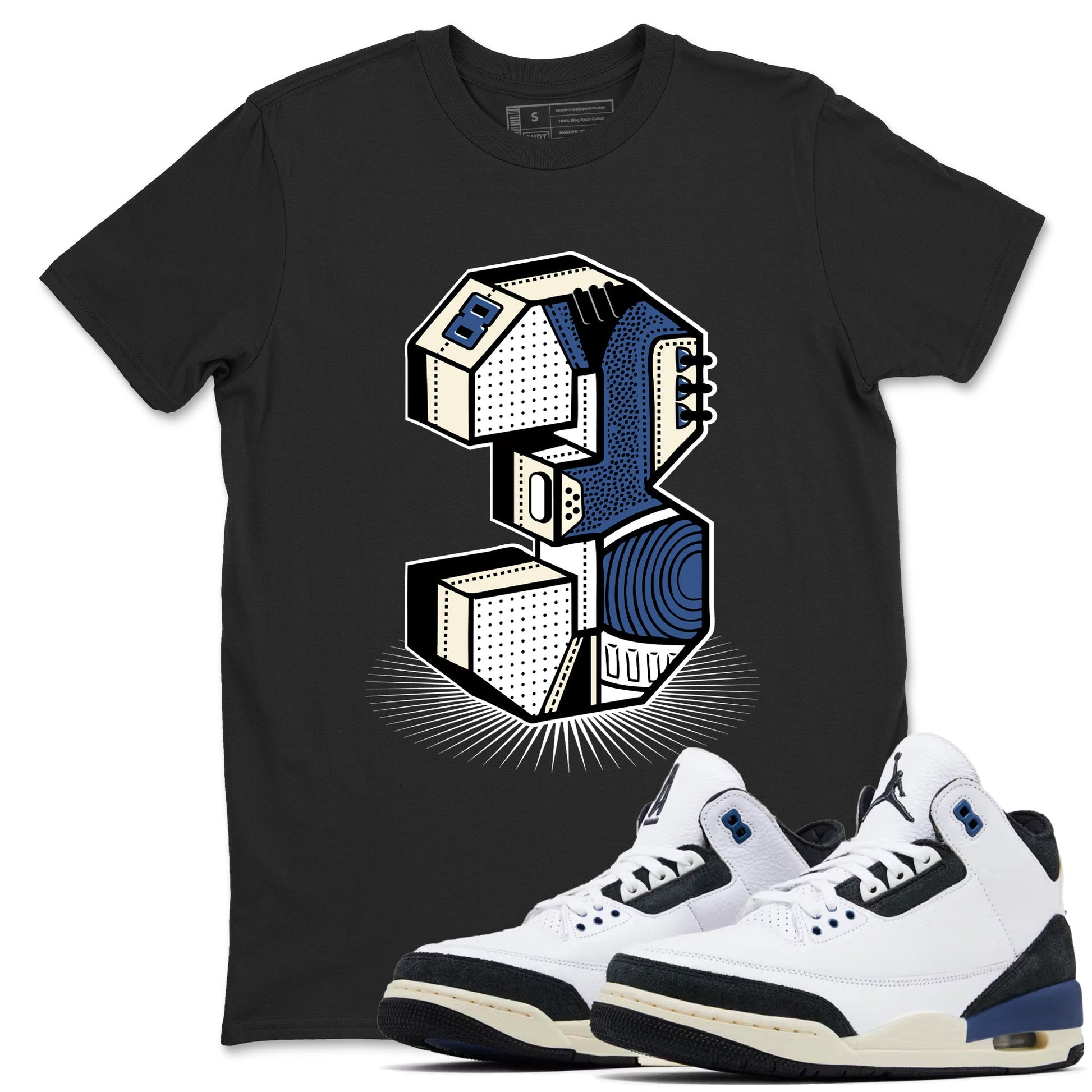 A Ma Maniere Air Jordan 3 Diffused Blue shirts to match jordans Number Statue graphic tee Jordan 3 For The Love best t-shirts to wear with jordans SNRT Sneaker Tees unisex cotton Black 1 shirts