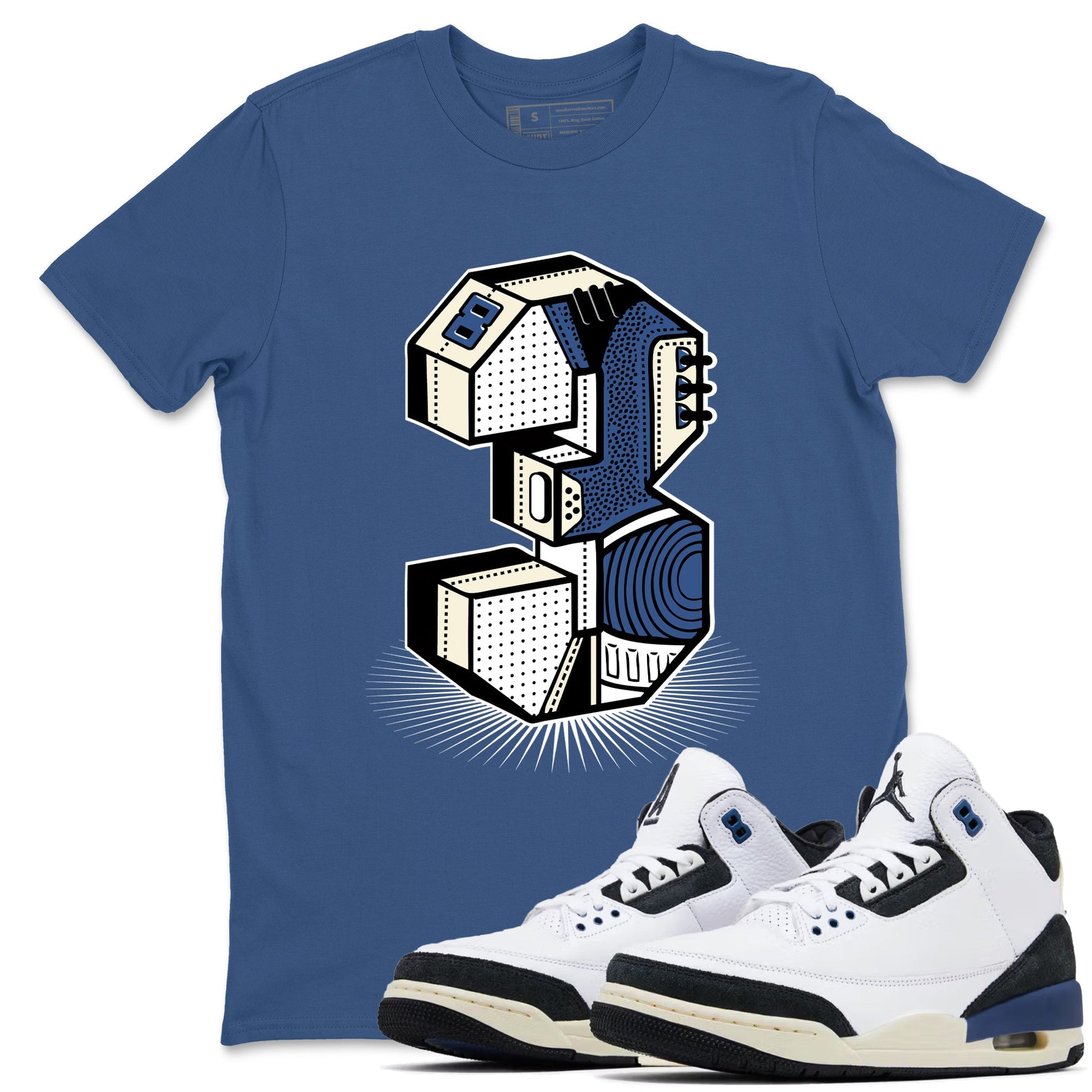 A Ma Maniere Air Jordan 3 Diffused Blue shirts to match jordans Number Statue graphic tee Jordan 3 For The Love best t-shirts to wear with jordans SNRT Sneaker Tees unisex cotton Denim Blue 1 shirts