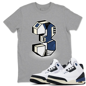 A Ma Maniere Air Jordan 3 Diffused Blue shirts to match jordans Number Statue graphic tee Jordan 3 For The Love best t-shirts to wear with jordans SNRT Sneaker Tees unisex cotton Heather Grey 1 shirts