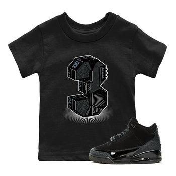 3s Black Cat shirts to match jordans Number Statue best t shirts to wear with jordans AJ3 Retro Black Cat match shoes to clothes SNRT Sneaker Tees Youth Baby Black 1 tee
