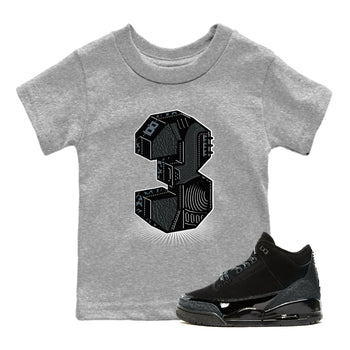 3s Black Cat shirts to match jordans Number Statue best t shirts to wear with jordans AJ3 Retro Black Cat match shoes to clothes SNRT Sneaker Tees Youth Baby Heather Grey 1 tee
