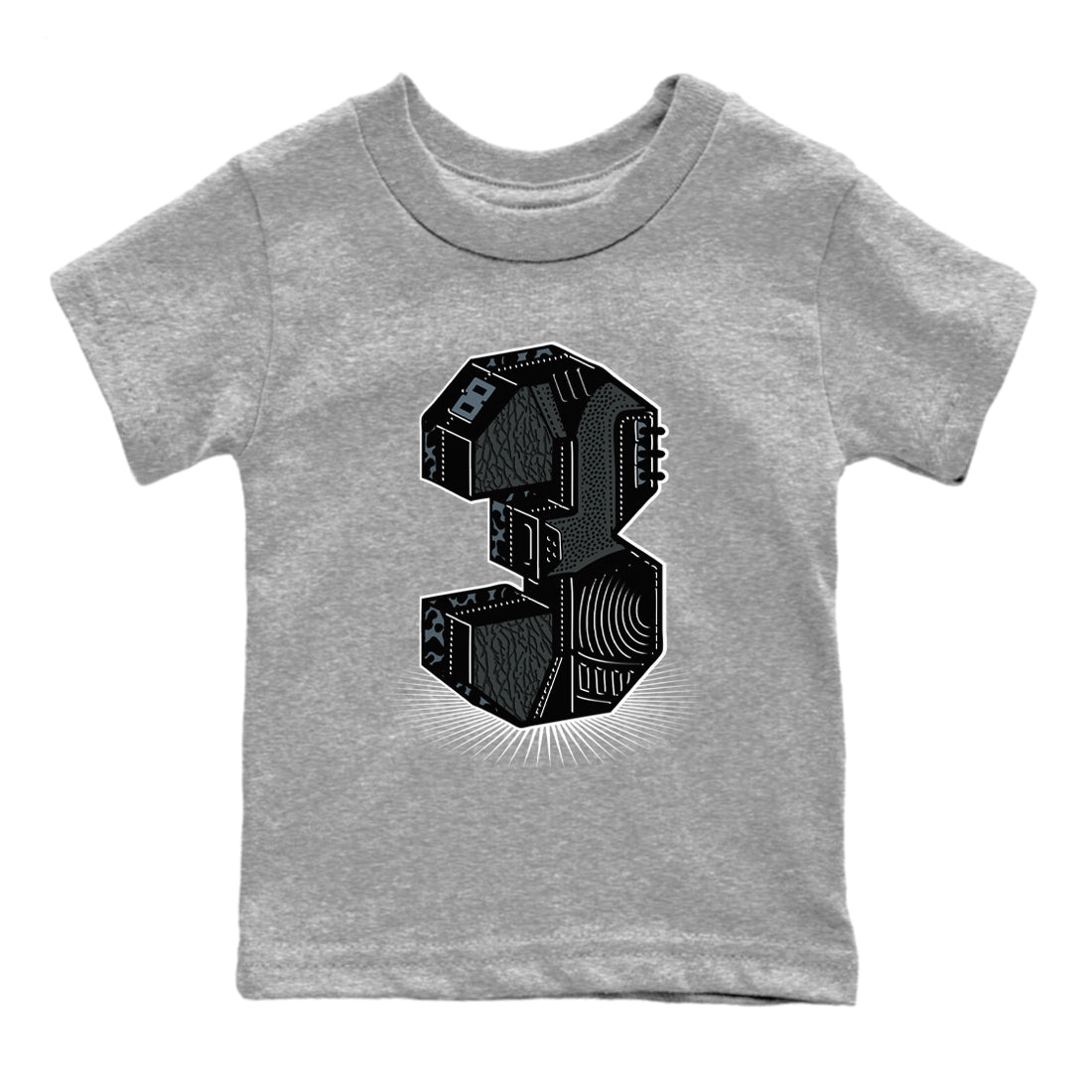 3s Black Cat shirts to match jordans Number Statue best t shirts to wear with jordans AJ3 Retro Black Cat match shoes to clothes SNRT Sneaker Tees Youth Baby Heather Grey 2 tee