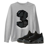 3s Black Cat shirts to match jordans Number Statue best t shirts to wear with jordans AJ3 Retro Black Cat match shoes to clothes SNRT Sneaker Tees unisex cotton Heather Grey 1 shirts