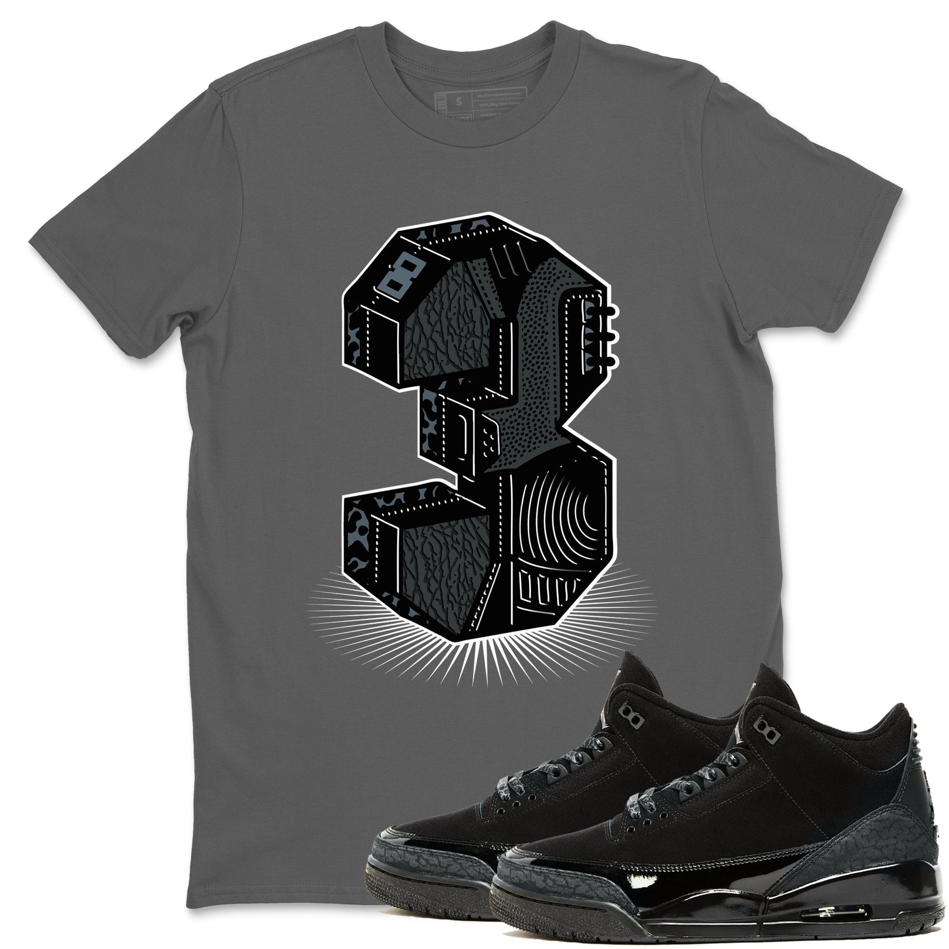 3s Black Cat shirts to match jordans Number Statue best t shirts to wear with jordans AJ3 Retro Black Cat match shoes to clothes SNRT Sneaker Tees unisex cotton Cool Grey 1 shirts