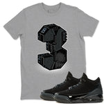 3s Black Cat shirts to match jordans Number Statue best t shirts to wear with jordans AJ3 Retro Black Cat match shoes to clothes SNRT Sneaker Tees unisex cotton Heather Grey 1 shirts