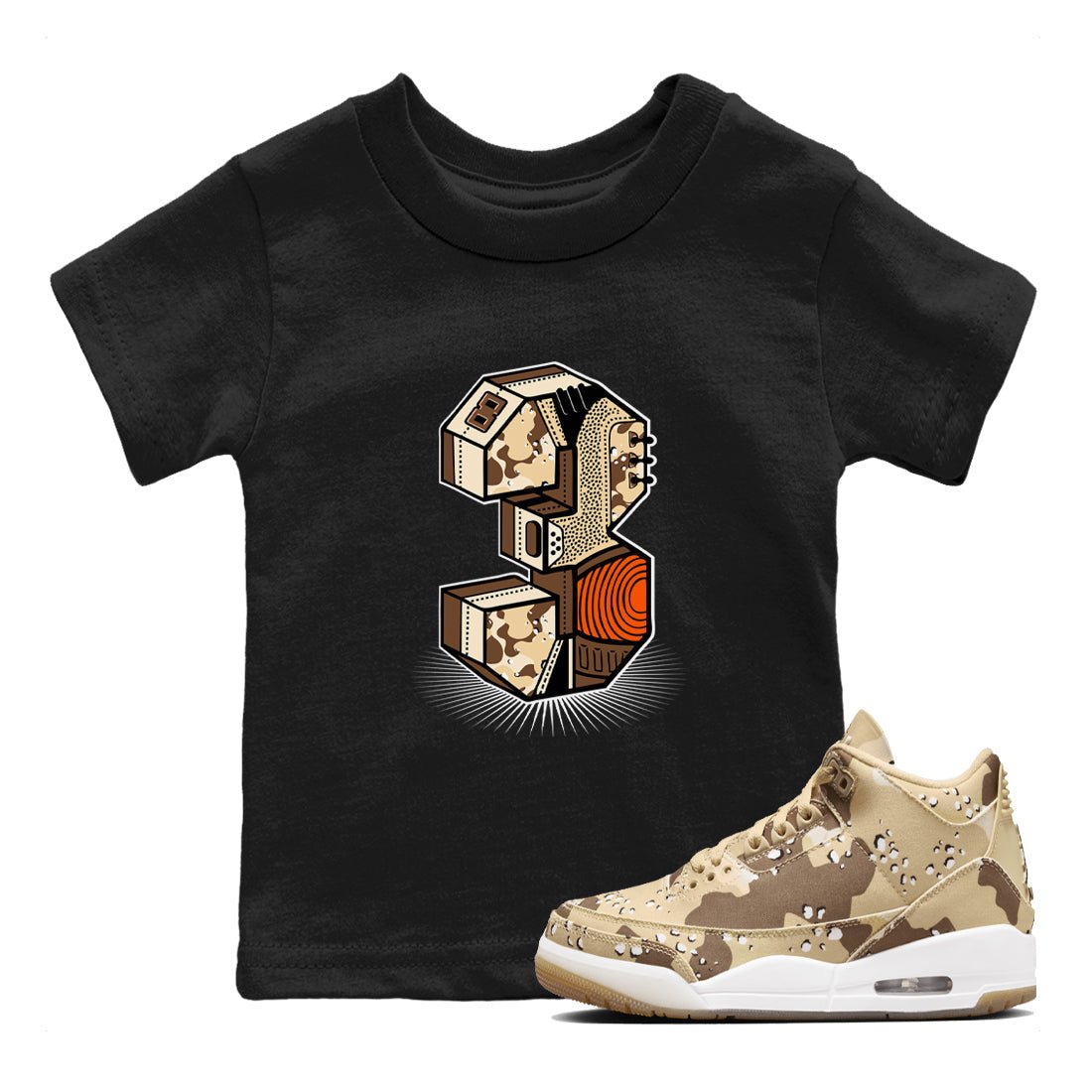 WNBA x Air Jordan 3 “Desert Camo” shirts to match jordans Number Statue sneaker match tees Air Jordan 3 Desert Camo SNRT Sneaker Release Tees Clothing Sneakerhead ShirtsBaby and Youth Black 1 cotton tee