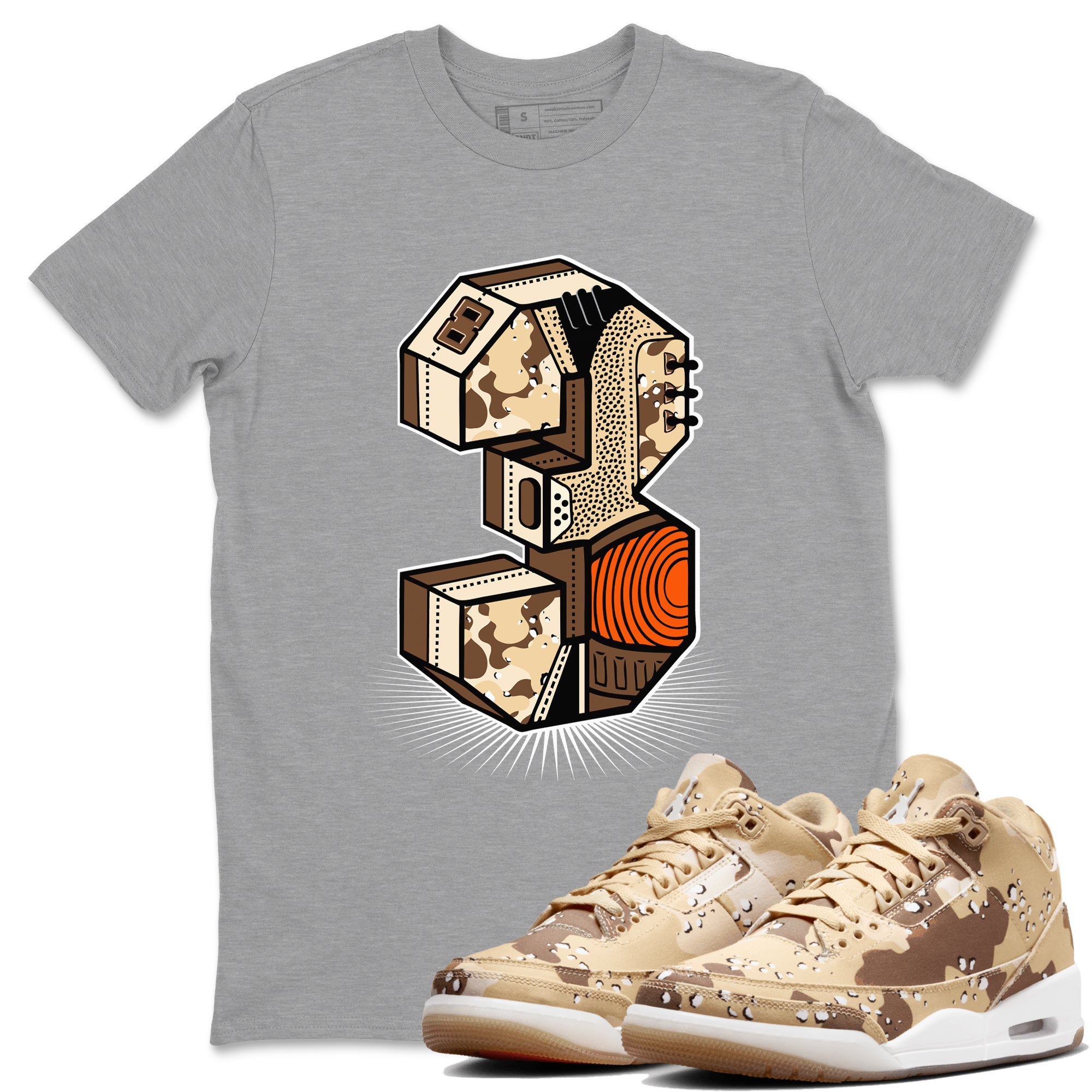 WNBA x Air Jordan 3 “Desert Camo” shirts to match jordans Number Statue sneaker match tees Air Jordan 3 Desert Camo SNRT Sneaker Release Tees Clothing Sneakerhead ShirtsHeather Grey 1 unisex cotton tee