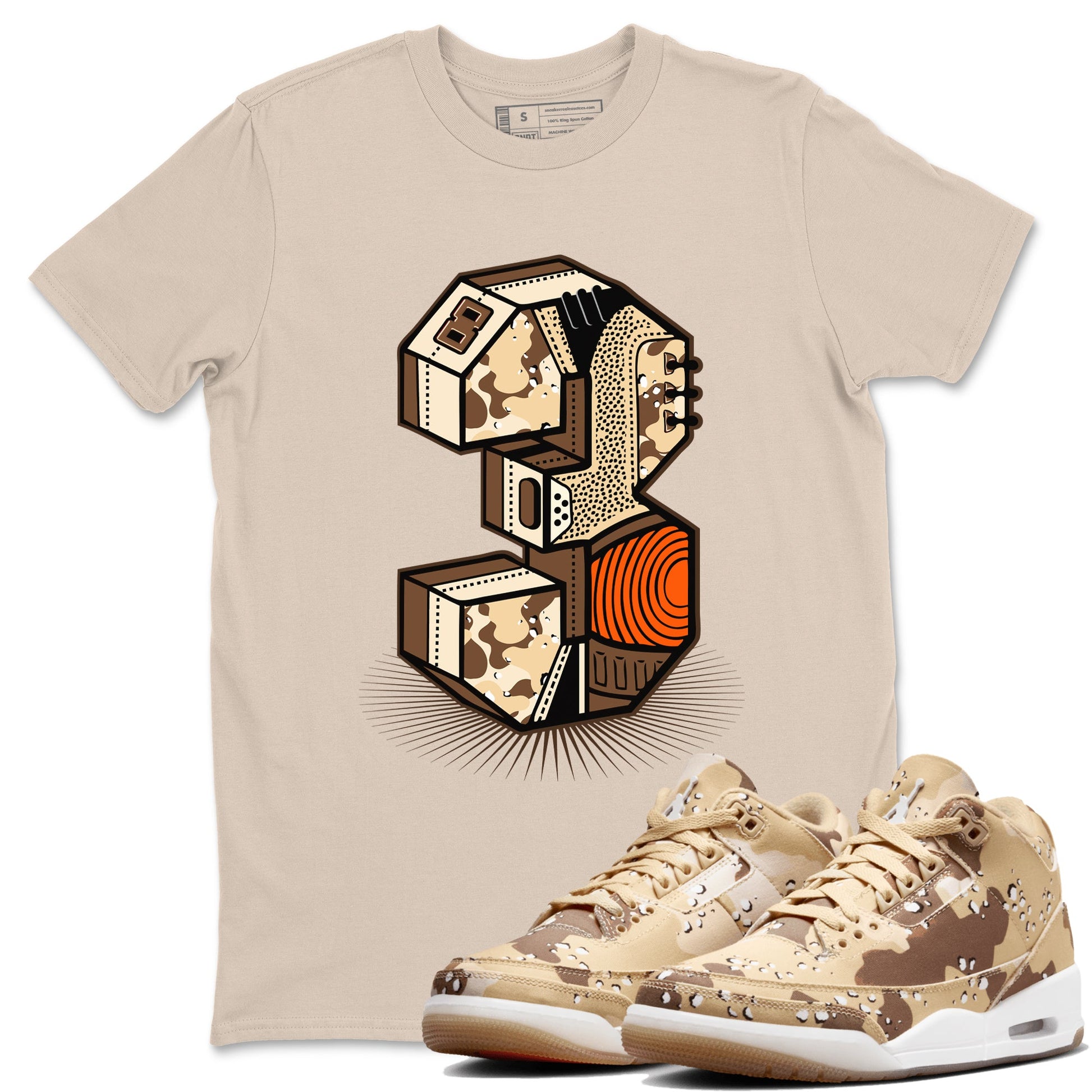WNBA x Air Jordan 3 “Desert Camo” shirts to match jordans Number Statue sneaker match tees Air Jordan 3 Desert Camo SNRT Sneaker Release Tees Clothing Sneakerhead ShirtsSand 1 unisex cotton tee
