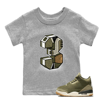 Sneaker Threads – Sneaker Tees To Match Air Jordan 3 Medium Olive – Number Statue Youth Graphic Tee Heather Grey 1. Perfect for Jordan releases 2025 colorways.