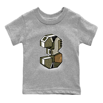 Sneaker Threads – Sneaker Tees To Match Air Jordan 3 Medium Olive – Number Statue Youth Graphic Tee Heather Grey 2. Perfect for Jordan releases 2025 colorways.