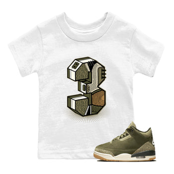 Sneaker Threads – Sneaker Tees To Match Air Jordan 3 Medium Olive – Number Statue Youth Graphic Tee White 1. Perfect for Jordan releases 2025 colorways.