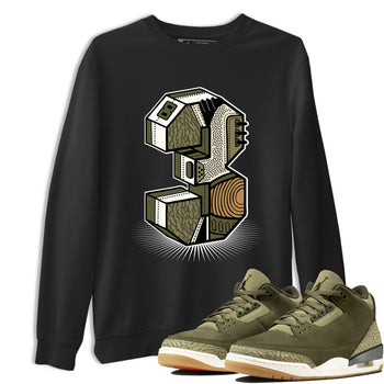 Sneaker Threads – Sneaker Tees To Match Air Jordan 3 Medium Olive – Number Statue Graphic Tee Black 1. Perfect for Jordan releases 2025 colorways.