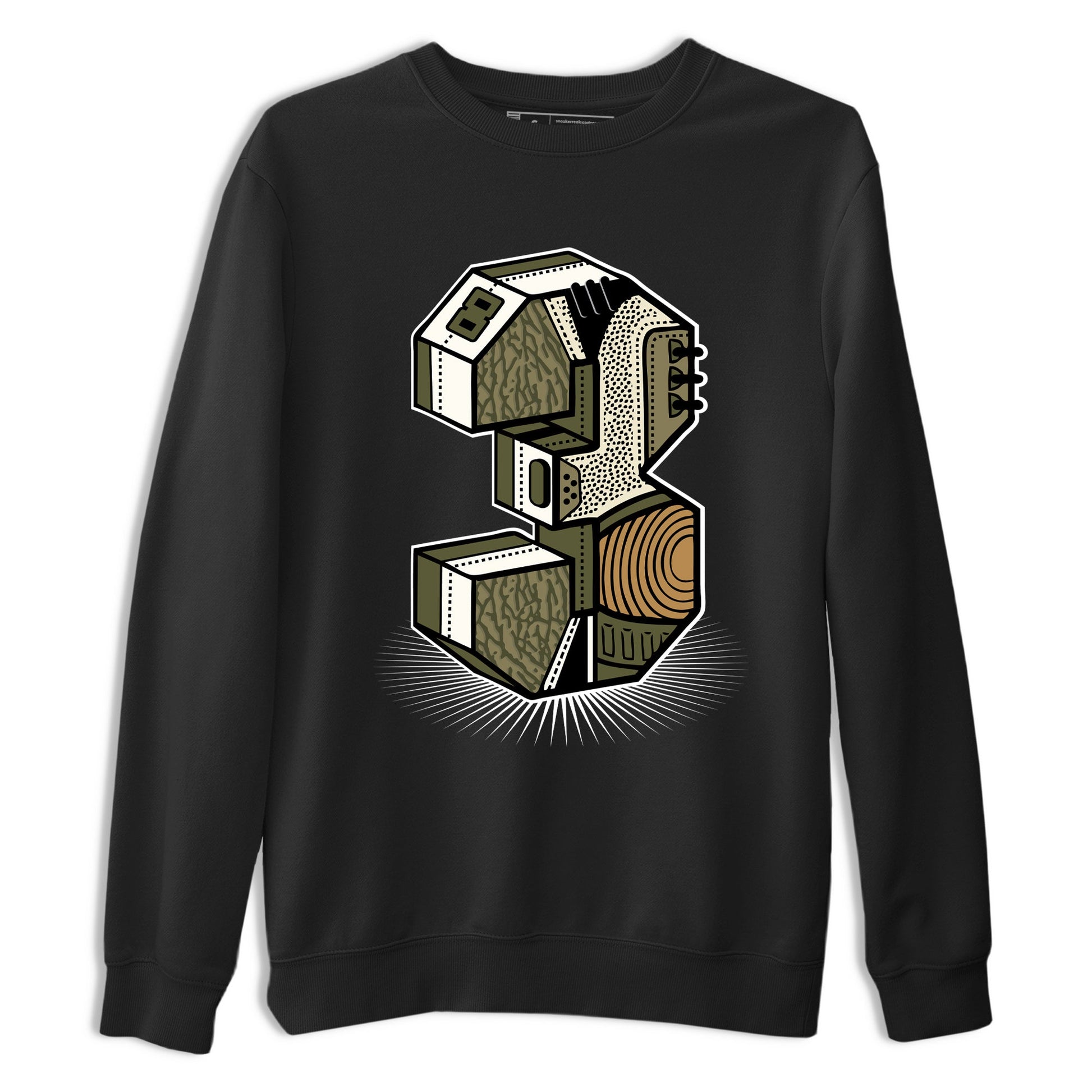 Sneaker Threads – Sneaker Tees To Match Air Jordan 3 Medium Olive – Number Statue Graphic Tee Black 2. Perfect for Jordan releases 2025 colorways.