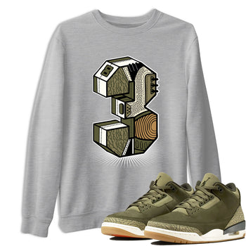 Sneaker Threads – Sneaker Tees To Match Air Jordan 3 Medium Olive – Number Statue Graphic Tee Heather Grey 1. Perfect for Jordan releases 2025 colorways.