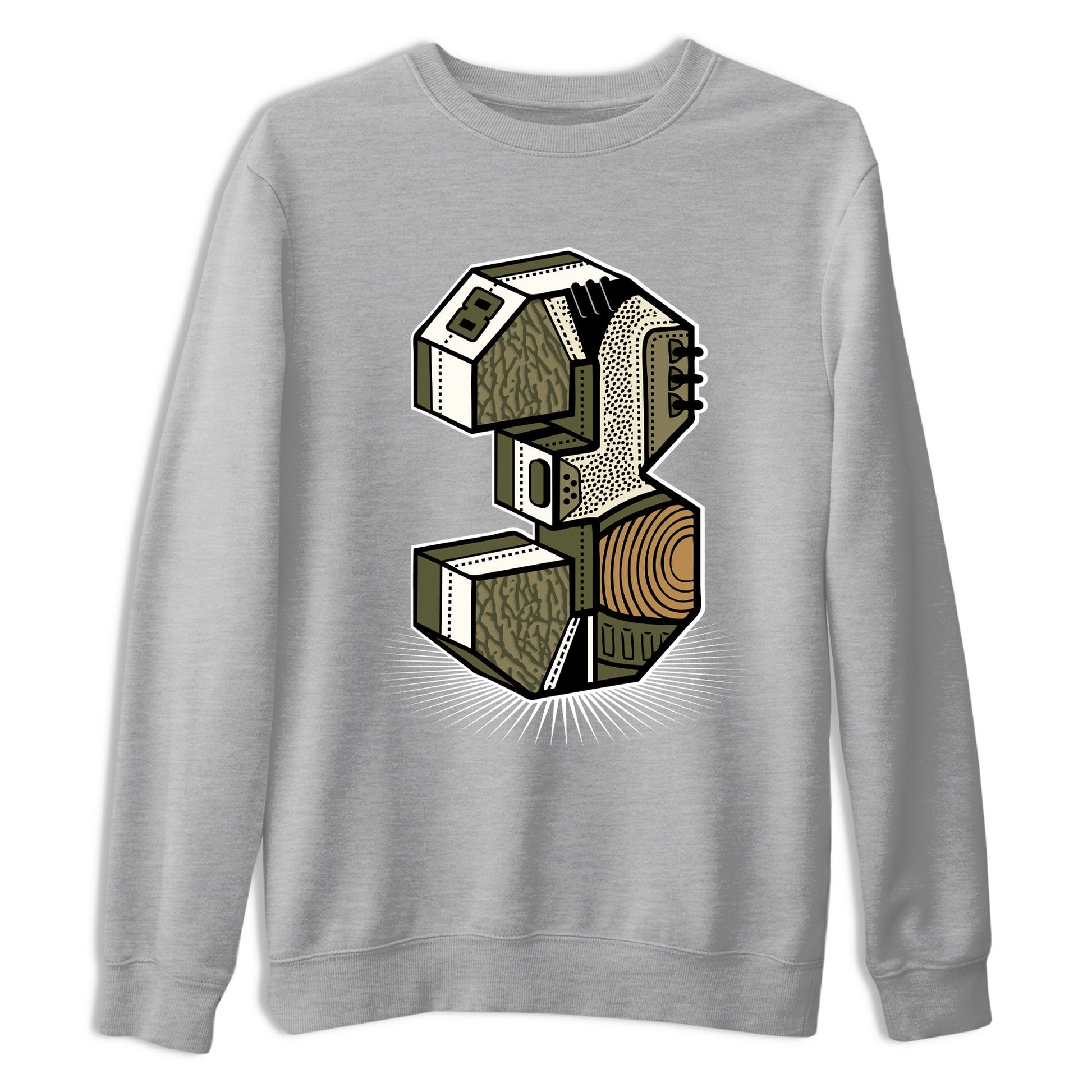 Sneaker Threads – Sneaker Tees To Match Air Jordan 3 Medium Olive – Number Statue Graphic Tee Heather Grey 2. Perfect for Jordan releases 2025 colorways.