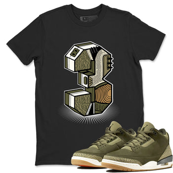 Sneaker Threads – Sneaker Tees To Match Air Jordan 3 Medium Olive – Number Statue Graphic Tee Black 1. Perfect for Jordan releases 2025 colorways.