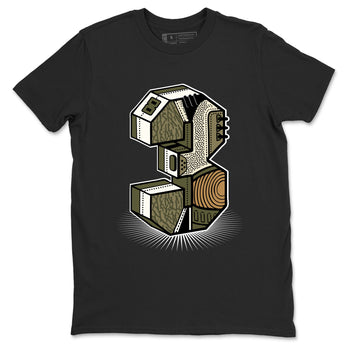 Sneaker Threads – Sneaker Tees To Match Air Jordan 3 Medium Olive – Number Statue Graphic Tee Black 2. Perfect for Jordan releases 2025 colorways.