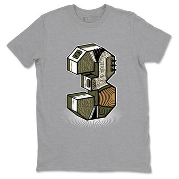 Sneaker Threads – Sneaker Tees To Match Air Jordan 3 Medium Olive – Number Statue Graphic Tee Heather Grey 2. Perfect for Jordan releases 2025 colorways.