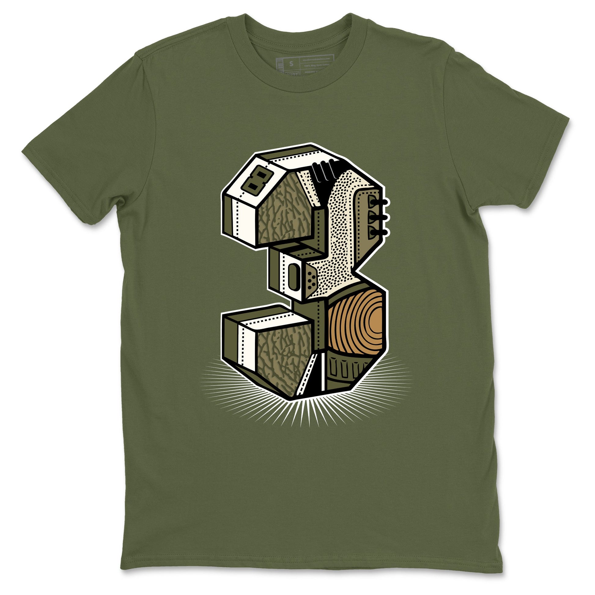 Sneaker Threads – Sneaker Tees To Match Air Jordan 3 Medium Olive – Number Statue Graphic Tee Military Green 2. Perfect for Jordan releases 2025 colorways.
