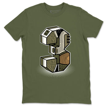 Sneaker Threads – Sneaker Tees To Match Air Jordan 3 Medium Olive – Number Statue Graphic Tee Military Green 2. Perfect for Jordan releases 2025 colorways.