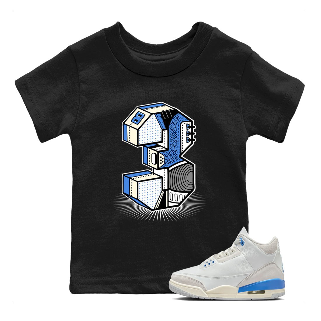 Air Jordan 3 Lucky Shorts shirts to match jordans Number Statue sneaker match tees Air Jordan 3 Retro Lucky Shorts match shoes to clothes SNRT Sneaker Tees Youth Baby Black 1 tee