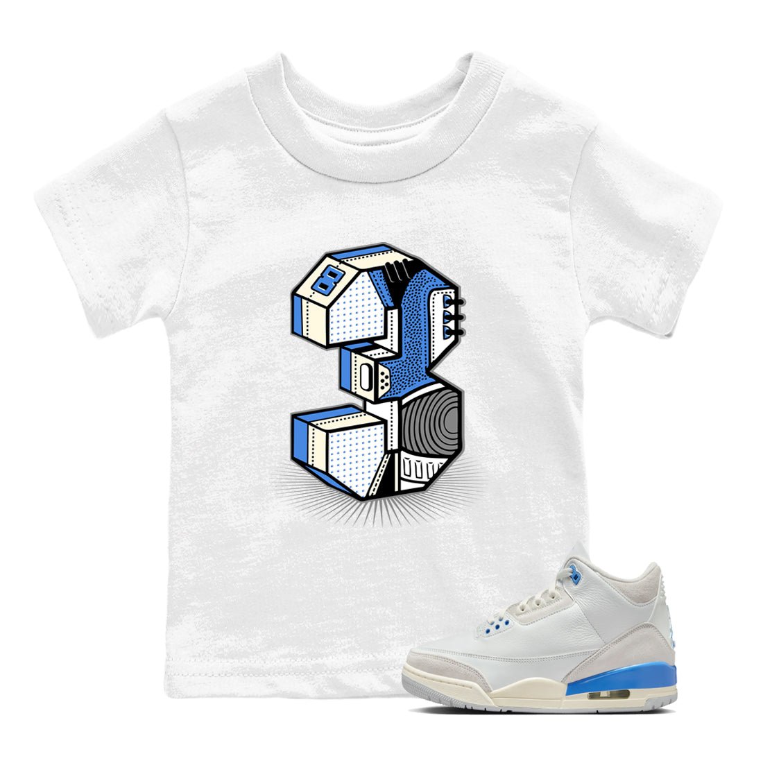 Air Jordan 3 Lucky Shorts shirts to match jordans Number Statue sneaker match tees Air Jordan 3 Retro Lucky Shorts match shoes to clothes SNRT Sneaker Tees Youth Baby White 1 tee