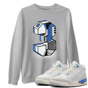 Air Jordan 3 Lucky Shorts shirts to match jordans Number Statue sneaker match tees Air Jordan 3 Retro Lucky Shorts match shoes to clothes SNRT Sneaker Tees unisex cotton Heather Grey 1 shirts