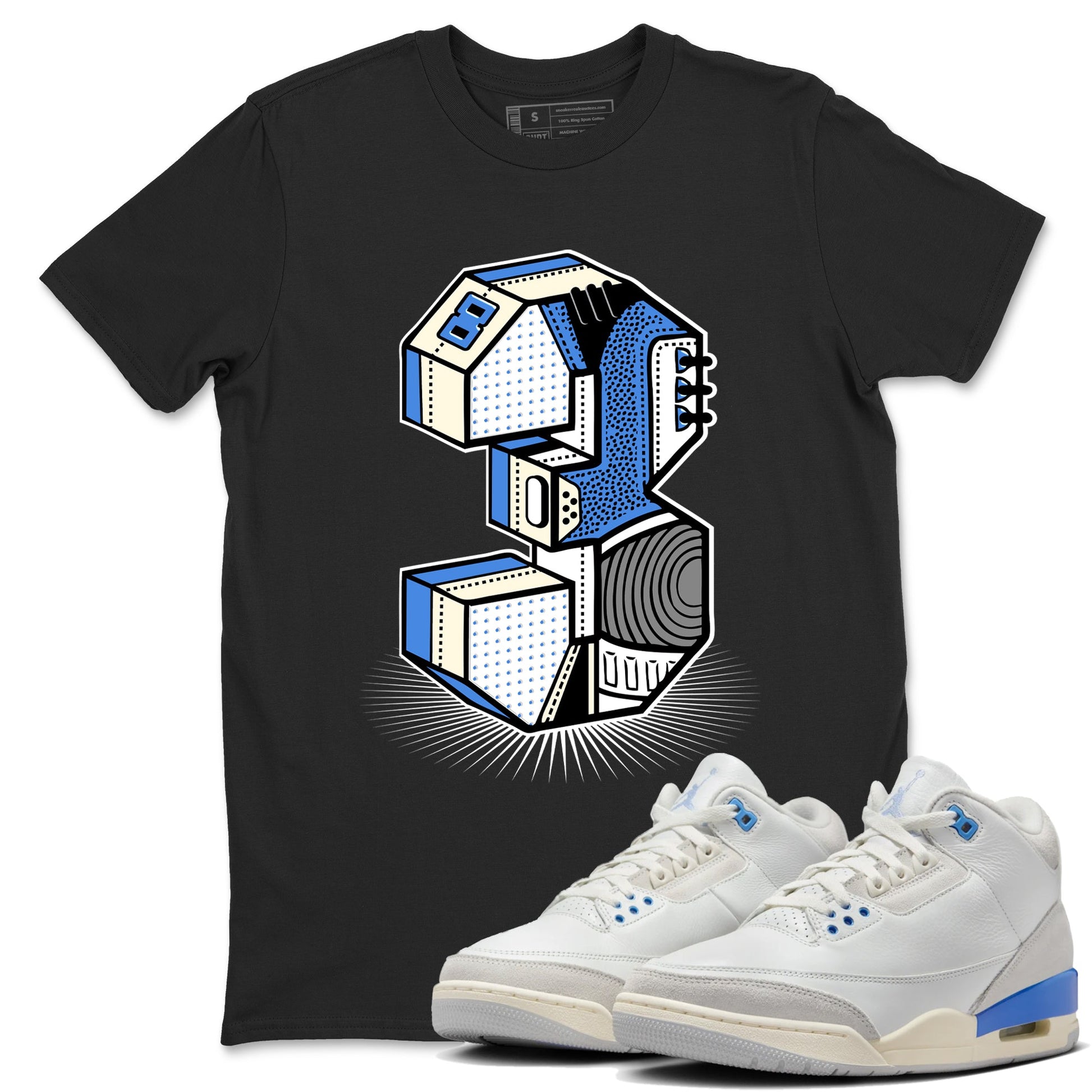 Air Jordan 3 Lucky Shorts shirts to match jordans Number Statue sneaker match tees Air Jordan 3 Retro Lucky Shorts match shoes to clothes SNRT Sneaker Tees unisex cotton Black 1 shirts