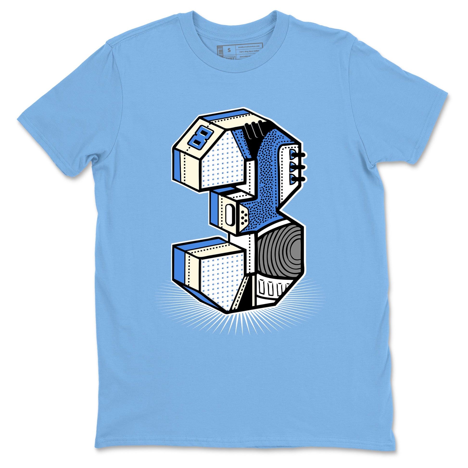 Air Jordan 3 Lucky Shorts shirts to match jordans Number Statue sneaker match tees Air Jordan 3 Retro Lucky Shorts match shoes to clothes SNRT Sneaker Tees unisex cotton Carolina Blue 2 shirts