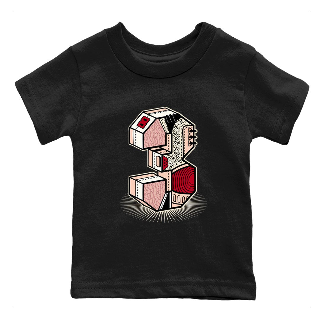 Air Jordan 3 Valentine's Day Graphic shirts Number Statue Valentine Gift shirts Air Jordan 3 Washed Coral best t-shirts to wear with jordans SNRT Sneaker Tees Youth Baby Black 2 tee