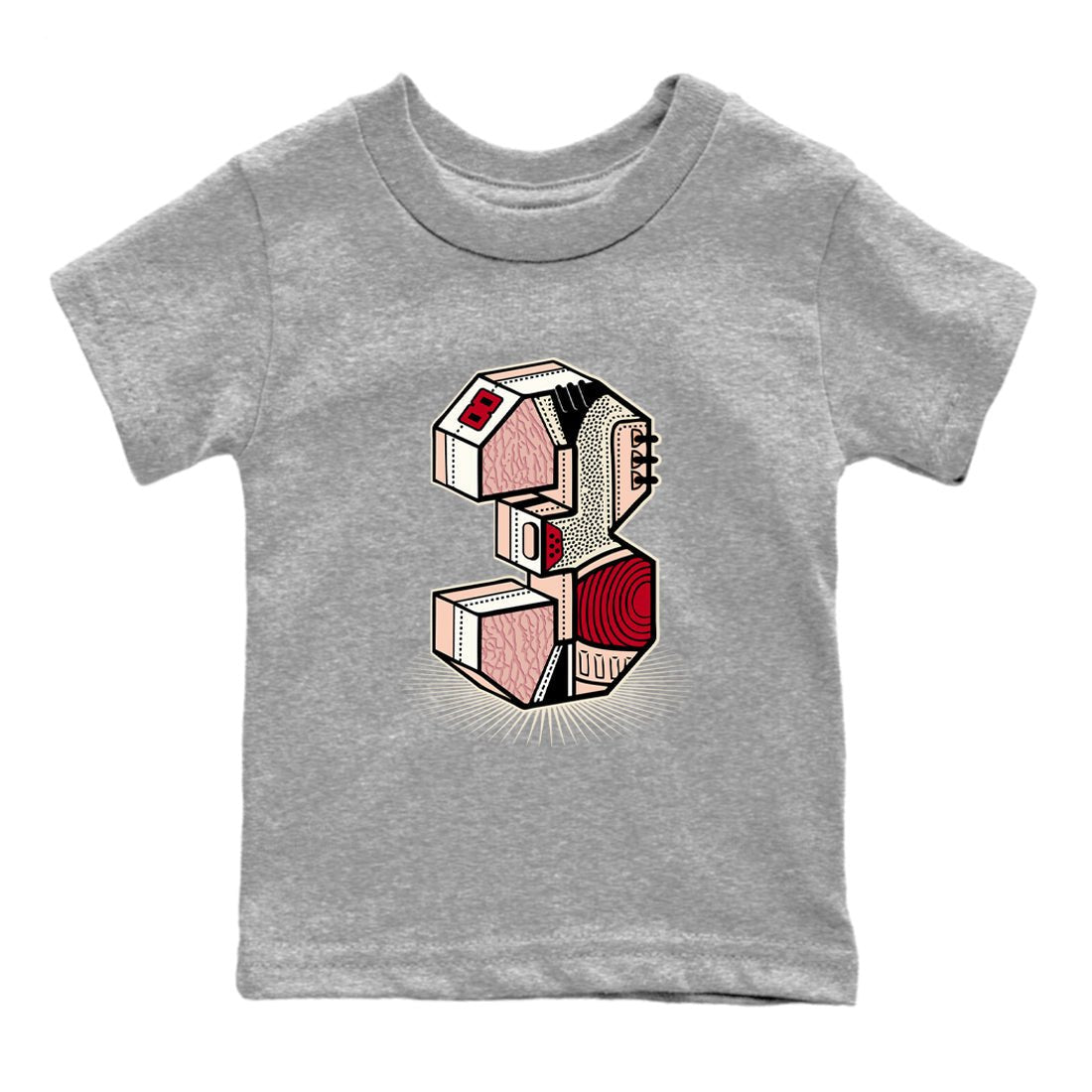 Air Jordan 3 Valentine's Day Graphic shirts Number Statue Valentine Gift shirts Air Jordan 3 Washed Coral best t-shirts to wear with jordans SNRT Sneaker Tees Youth Baby Heather Grey 2 tee
