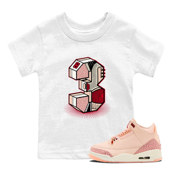 Air Jordan 3 Valentine's Day Graphic shirts Number Statue Valentine Gift shirts Air Jordan 3 Washed Coral best t-shirts to wear with jordans SNRT Sneaker Tees Youth Baby White 1 tee