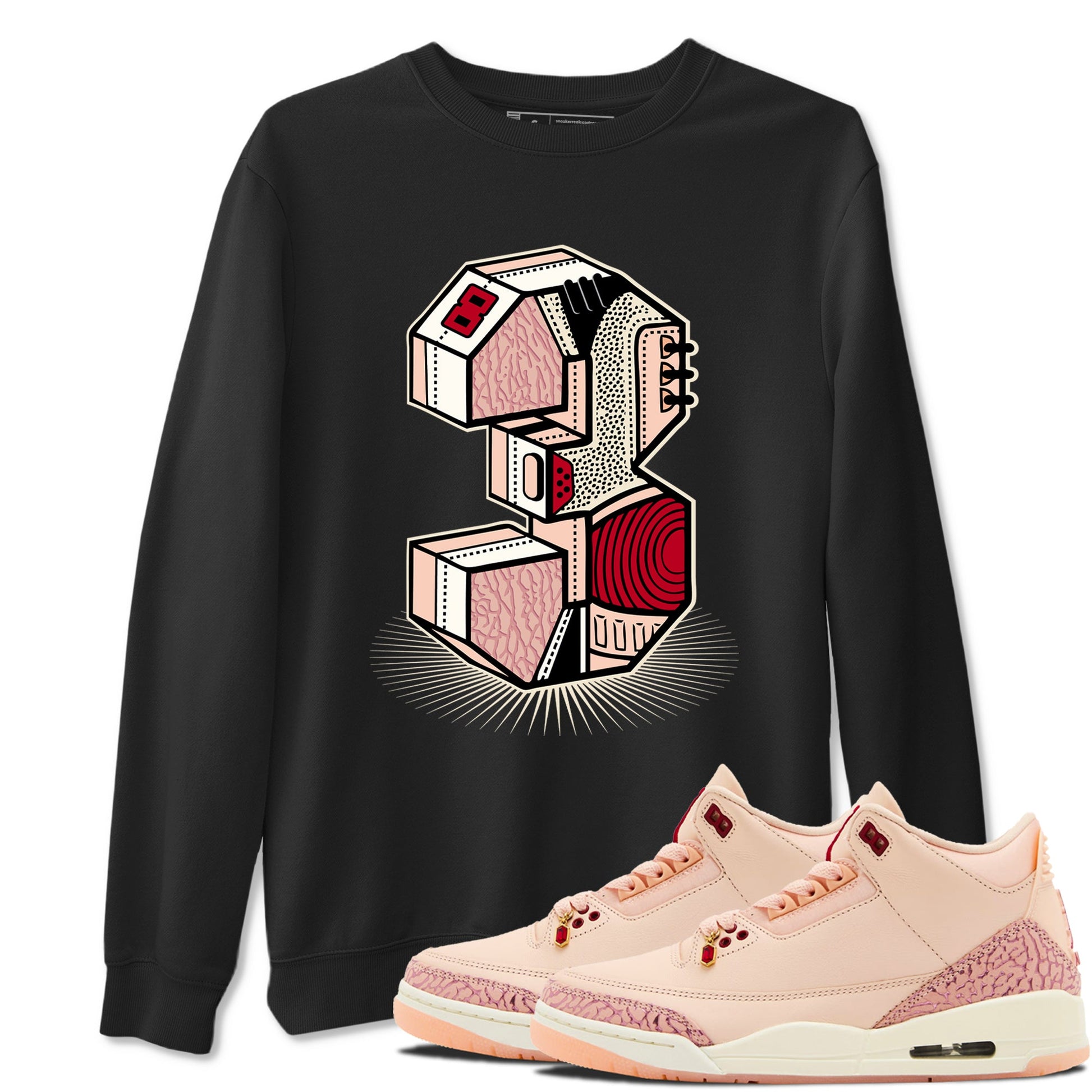 Air Jordan 3 Valentine's Day Graphic shirts Number Statue Valentine Gift shirts Air Jordan 3 Washed Coral best t-shirts to wear with jordans SNRT Sneaker Tees unisex cotton Black 1 shirts