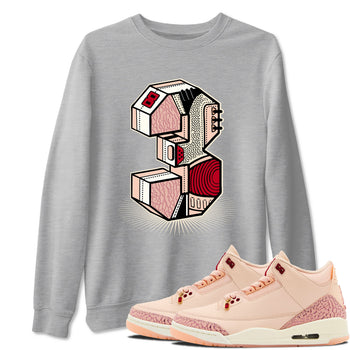 Air Jordan 3 Valentine's Day Graphic shirts Number Statue Valentine Gift shirts Air Jordan 3 Washed Coral best t-shirts to wear with jordans SNRT Sneaker Tees unisex cotton Heather Grey 1 shirts