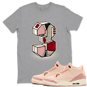 Air Jordan 3 Valentine's Day Graphic shirts Number Statue Valentine Gift shirts Air Jordan 3 Washed Coral best t-shirts to wear with jordans SNRT Sneaker Tees unisex cotton Heather Grey 1 shirts