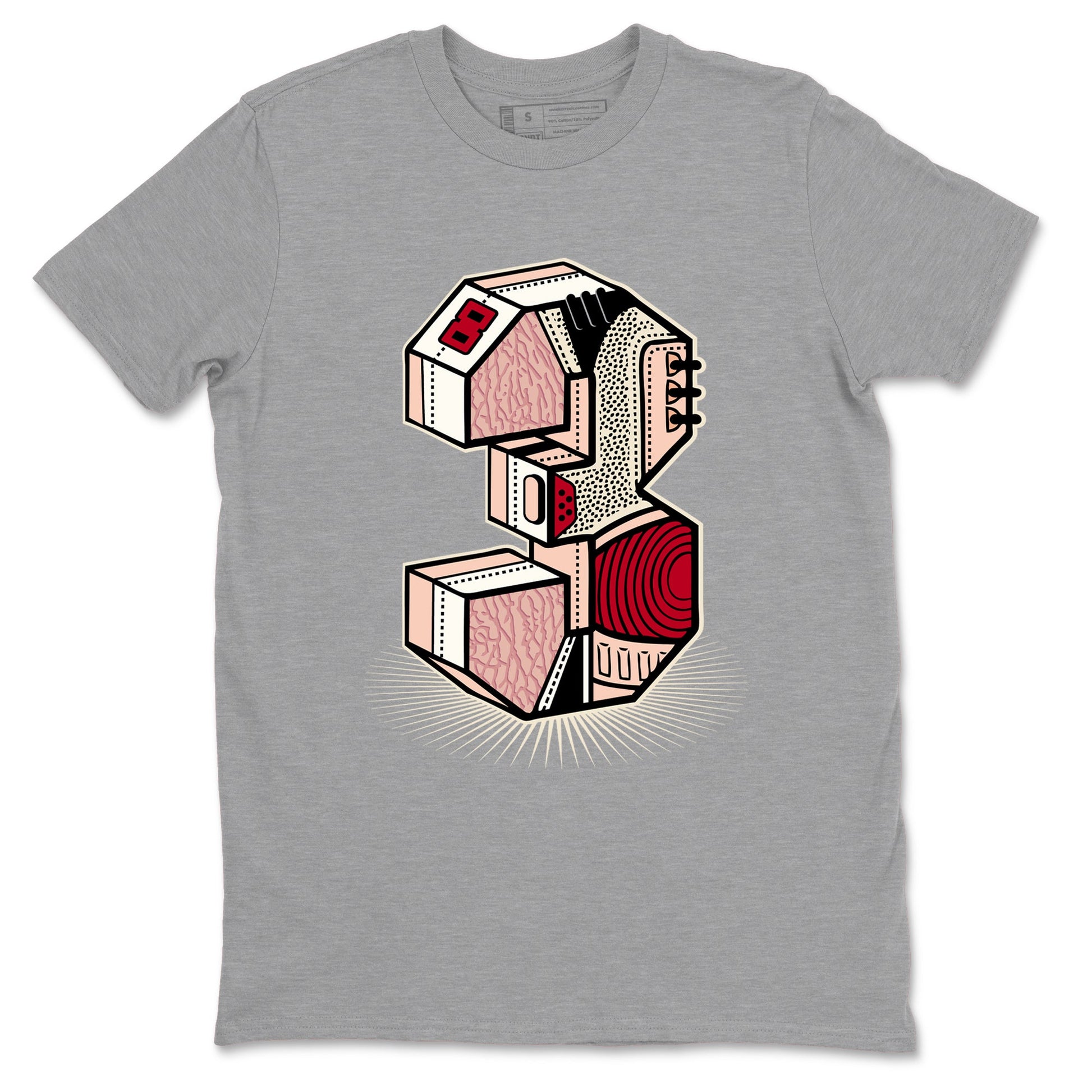 Air Jordan 3 Valentine's Day Graphic shirts Number Statue Valentine Gift shirts Air Jordan 3 Washed Coral best t-shirts to wear with jordans SNRT Sneaker Tees unisex cotton Heather Grey 2 shirts