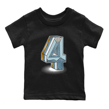 Sneaker match tees – Sneaker Tees To Match 4s Worn Blue Air Jordan 4 Denim Shoes – Number Statue Kids T-Shirt Black 2