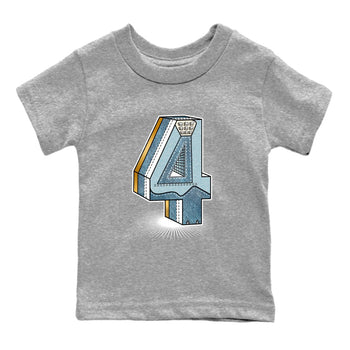 Sneaker match tees – Sneaker Tees To Match 4s Worn Blue Air Jordan 4 Denim Shoes – Number Statue Kids T-Shirt Heather Grey 2