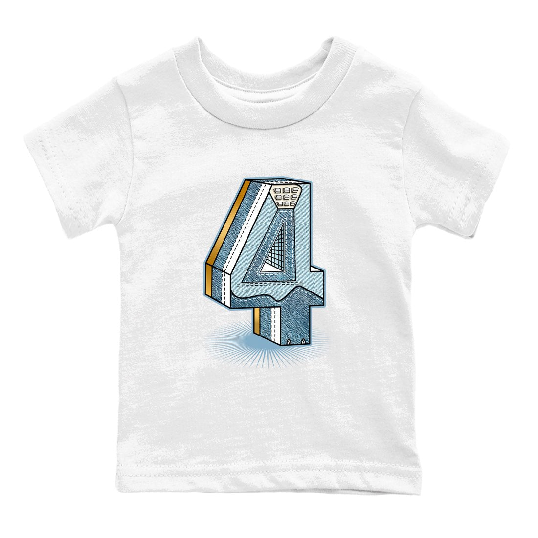 Sneaker match tees – Sneaker Tees To Match 4s Worn Blue Air Jordan 4 Denim Shoes – Number Statue Kids T-Shirt White 2