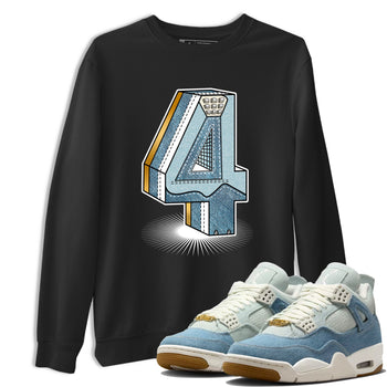 Sneaker match tees – Sneaker Tees To Match 4s Worn Blue Air Jordan 4 Denim Shoes – Number Statue Tee Black 1