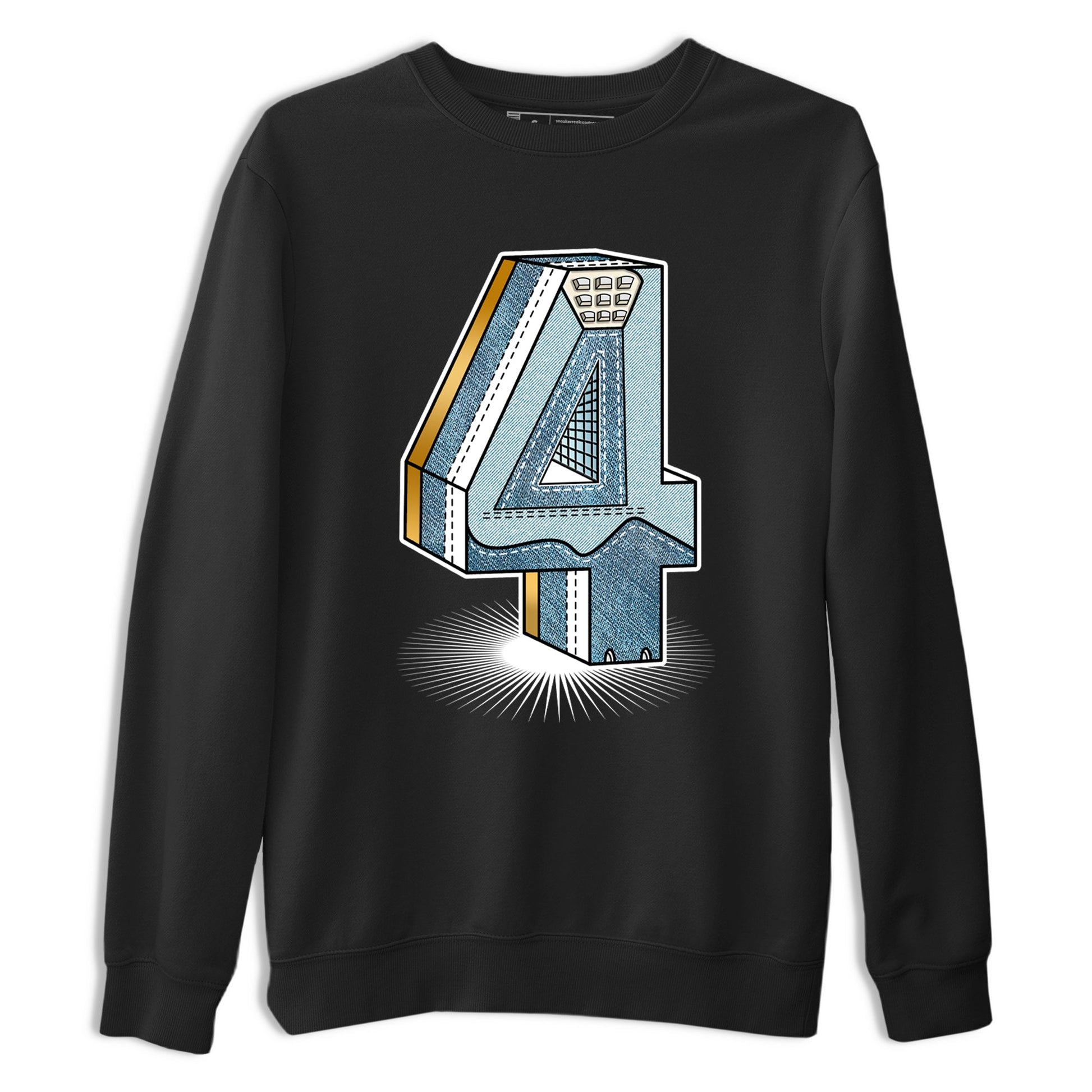 Sneaker match tees – Sneaker Tees To Match 4s Worn Blue Air Jordan 4 Denim Shoes – Number Statue Tee Black 2