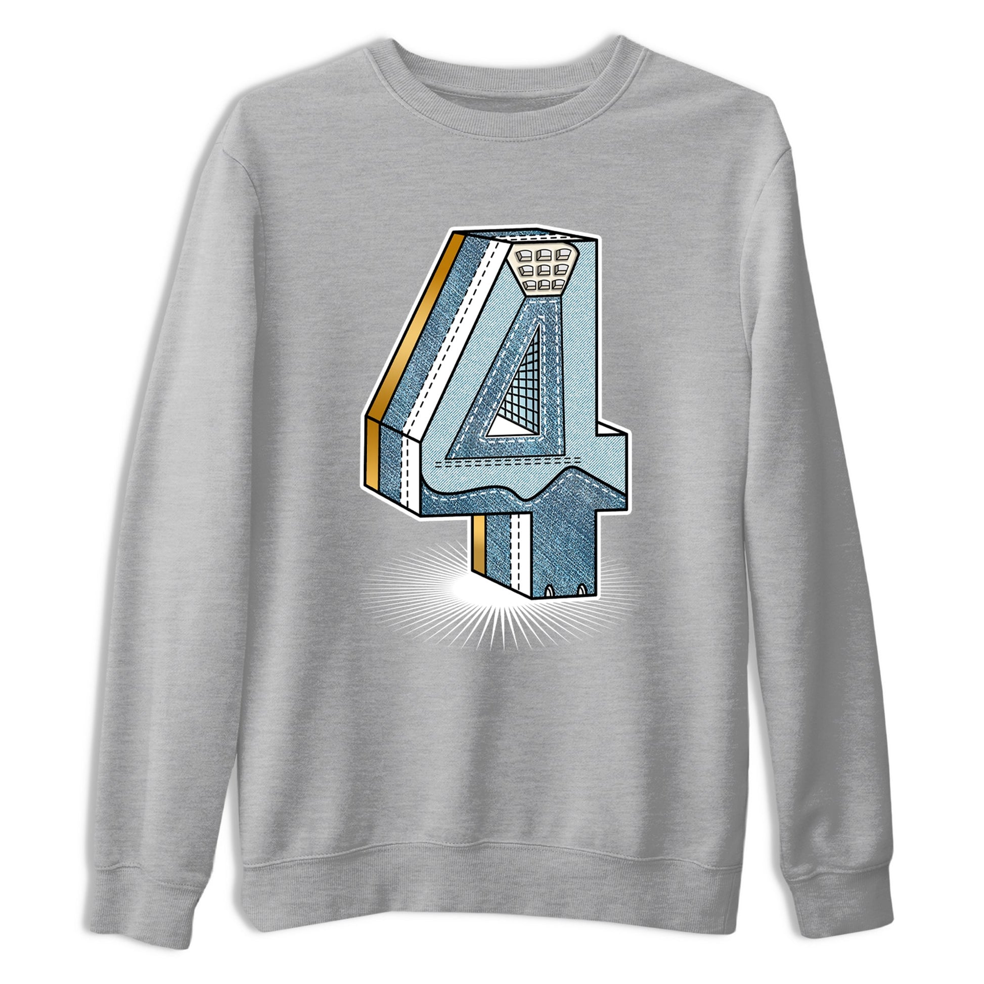 Sneaker match tees – Sneaker Tees To Match 4s Worn Blue Air Jordan 4 Denim Shoes – Number Statue Tee Heather Grey 2