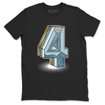 Sneaker match tees – Sneaker Tees To Match 4s Worn Blue Air Jordan 4 Denim Shoes – Number Statue Tee Black 2