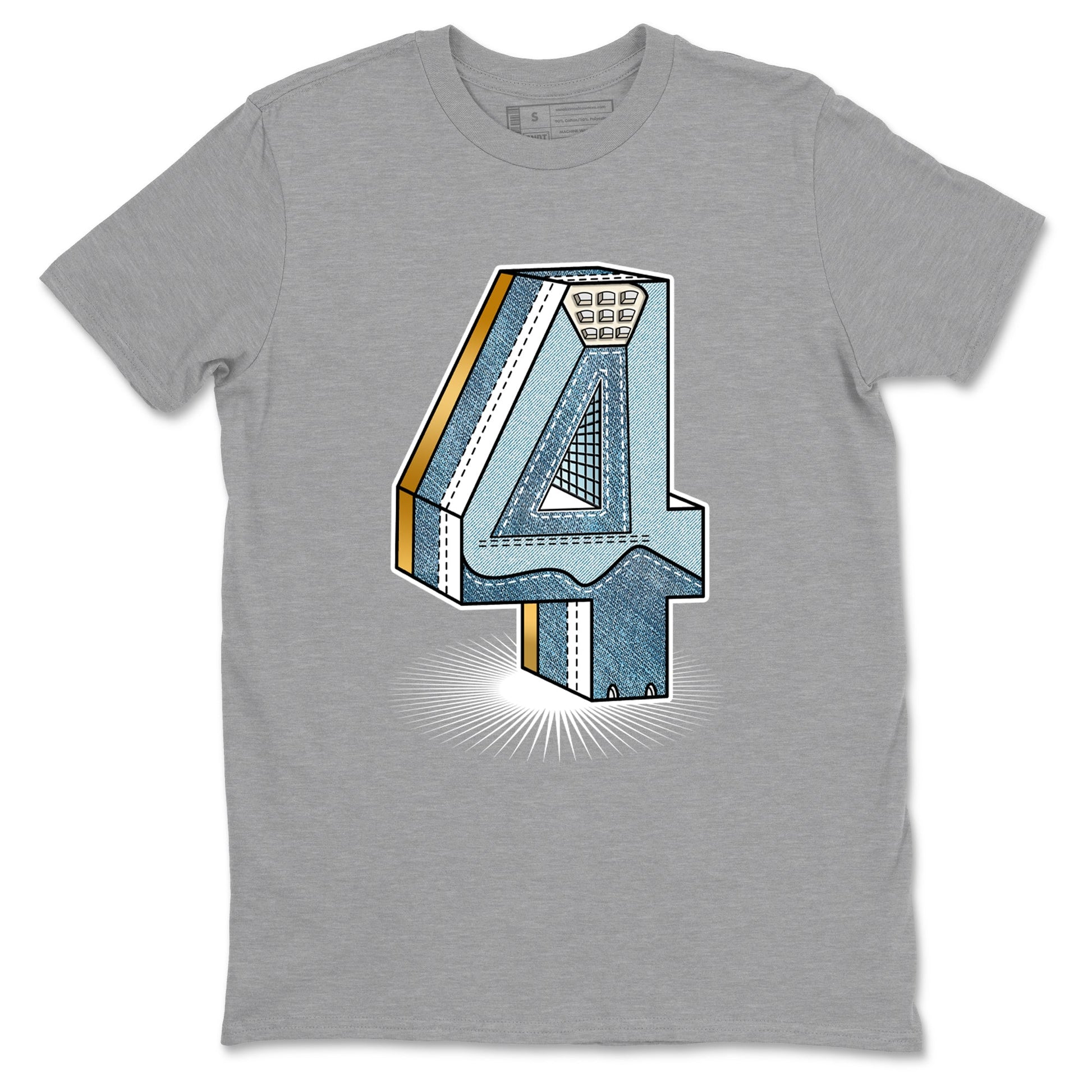 Sneaker match tees – Sneaker Tees To Match 4s Worn Blue Air Jordan 4 Denim Shoes – Number Statue Tee Heather Grey 2