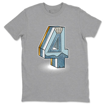 Sneaker match tees – Sneaker Tees To Match 4s Worn Blue Air Jordan 4 Denim Shoes – Number Statue Tee Heather Grey 2