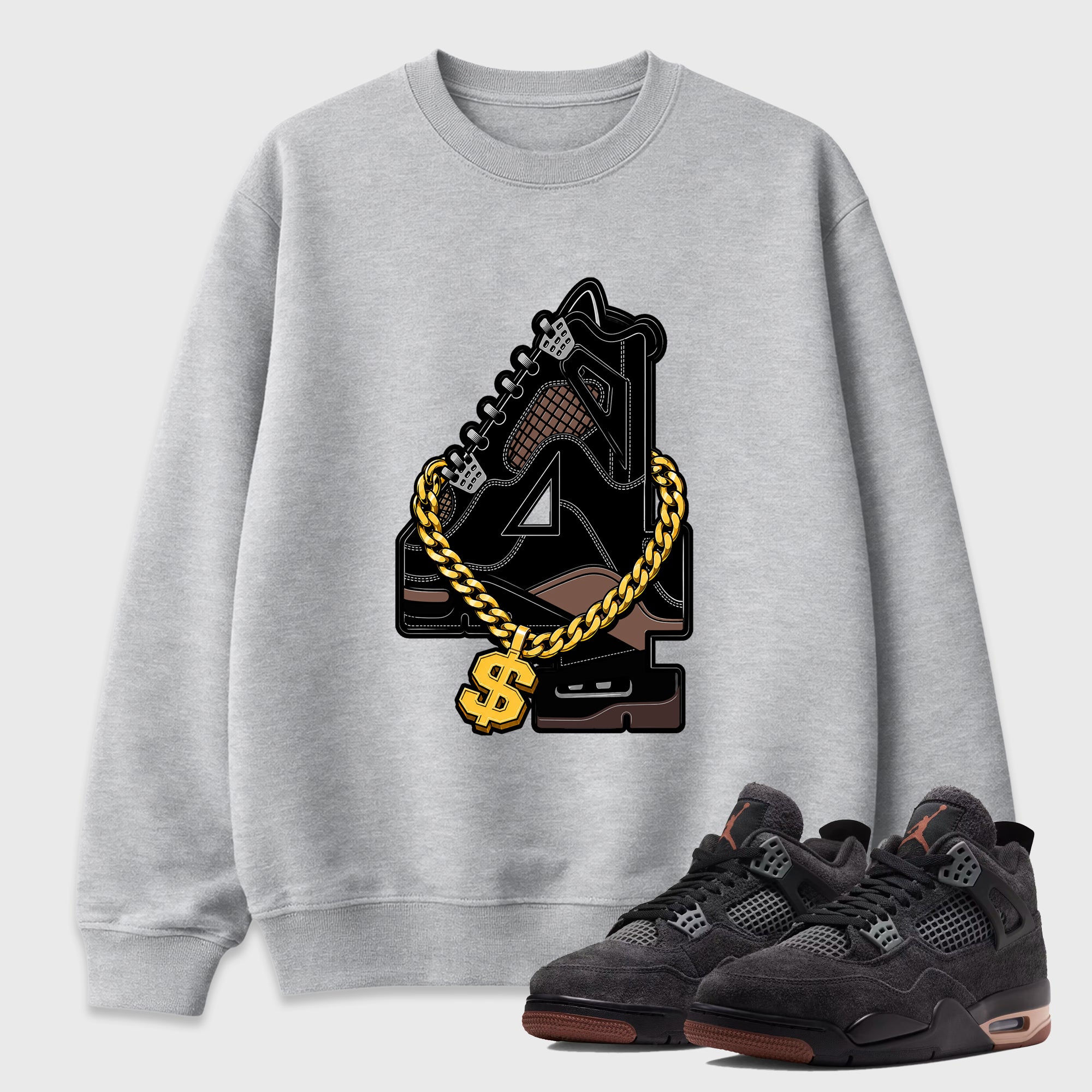 Number Statue Graphic T-Shirt featuring original streetwear artwork designed to match the Air Jordan 4 London. Heather Grey 1 Graphic Tee.