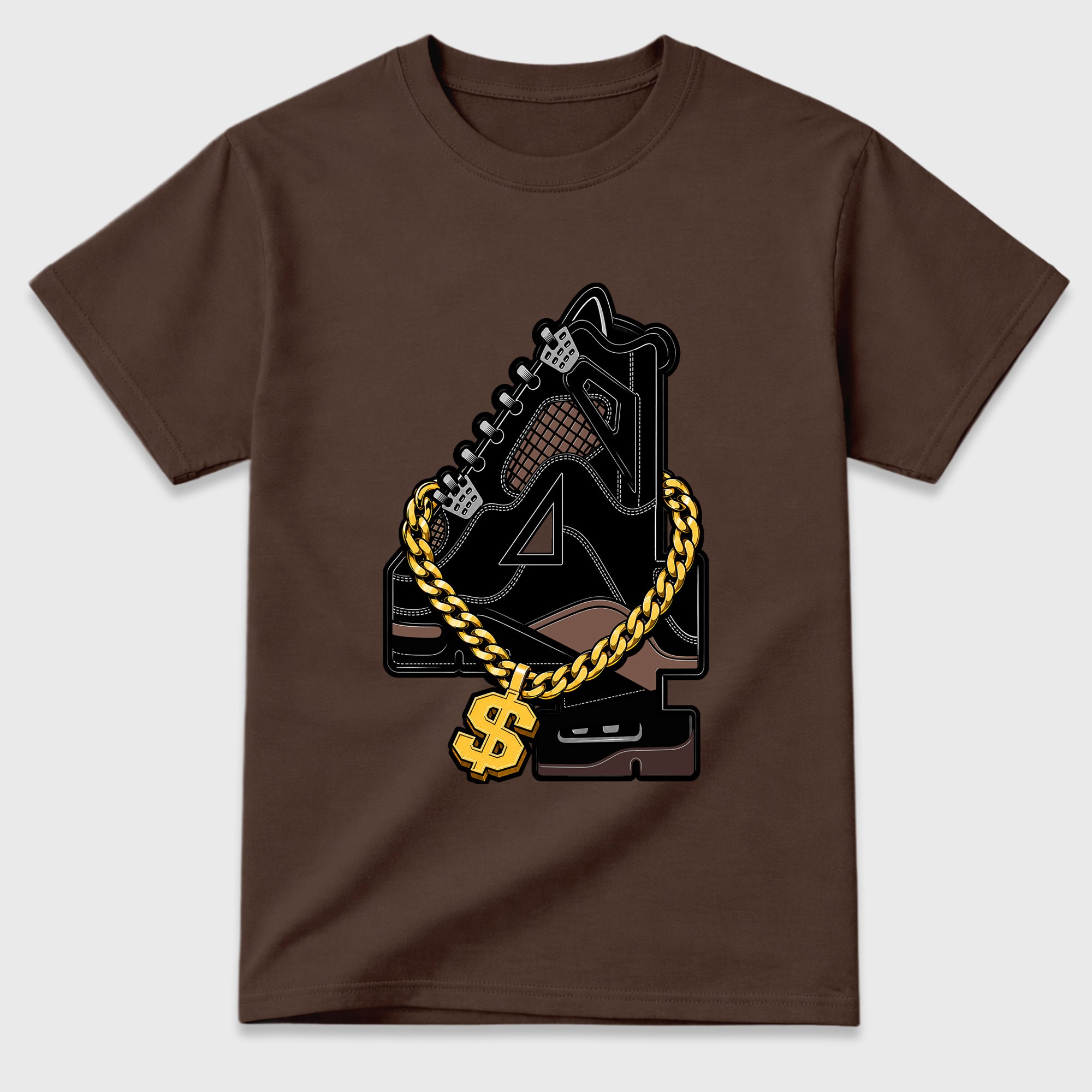 Number Statue Graphic T-Shirt featuring original streetwear artwork designed to match the Air Jordan 4 London. Dark Chocolate 2 Graphic T-Shirt.