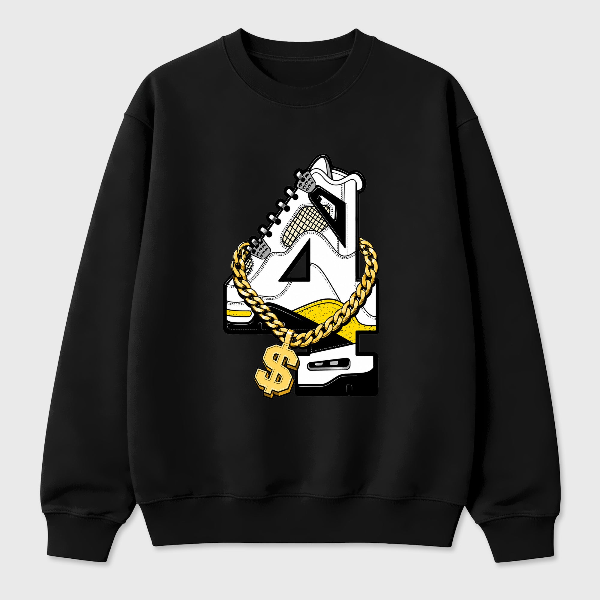 Number Statue Graphic T-Shirt featuring original streetwear artwork designed to match the Air Jordan 4 Tour Yellow. Black 2 Graphic Tee.