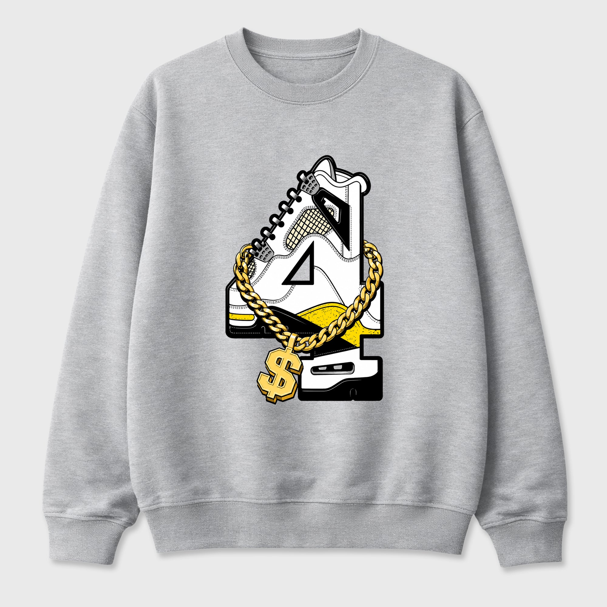 Number Statue Graphic T-Shirt featuring original streetwear artwork designed to match the Air Jordan 4 Tour Yellow. Heather Grey 2 Graphic Tee.