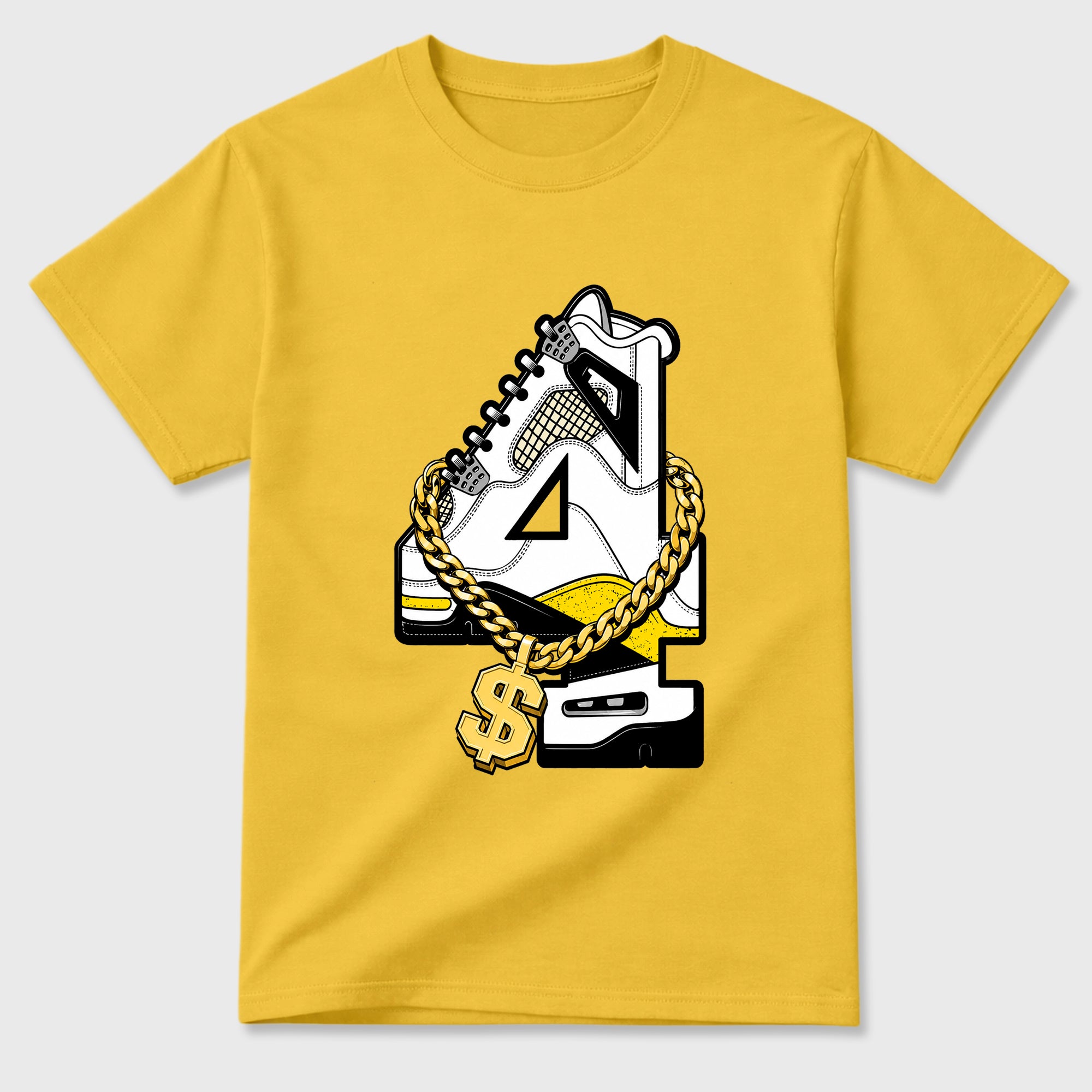 Number Statue Graphic T-Shirt featuring original streetwear artwork designed to match the Air Jordan 4 Tour Yellow. Daisy 2 Graphic T-Shirt.